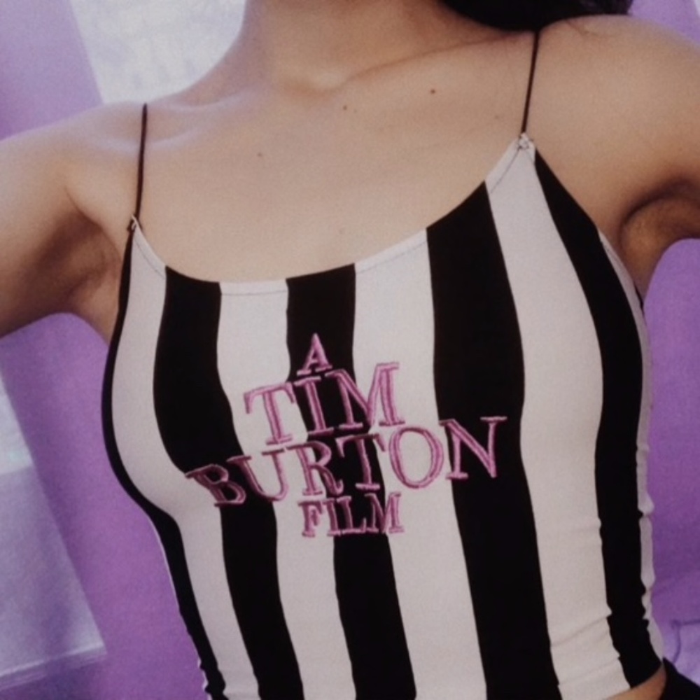 NWT A Tim Burton Film Striped Cropped Tank Top - Picture 10 of 13